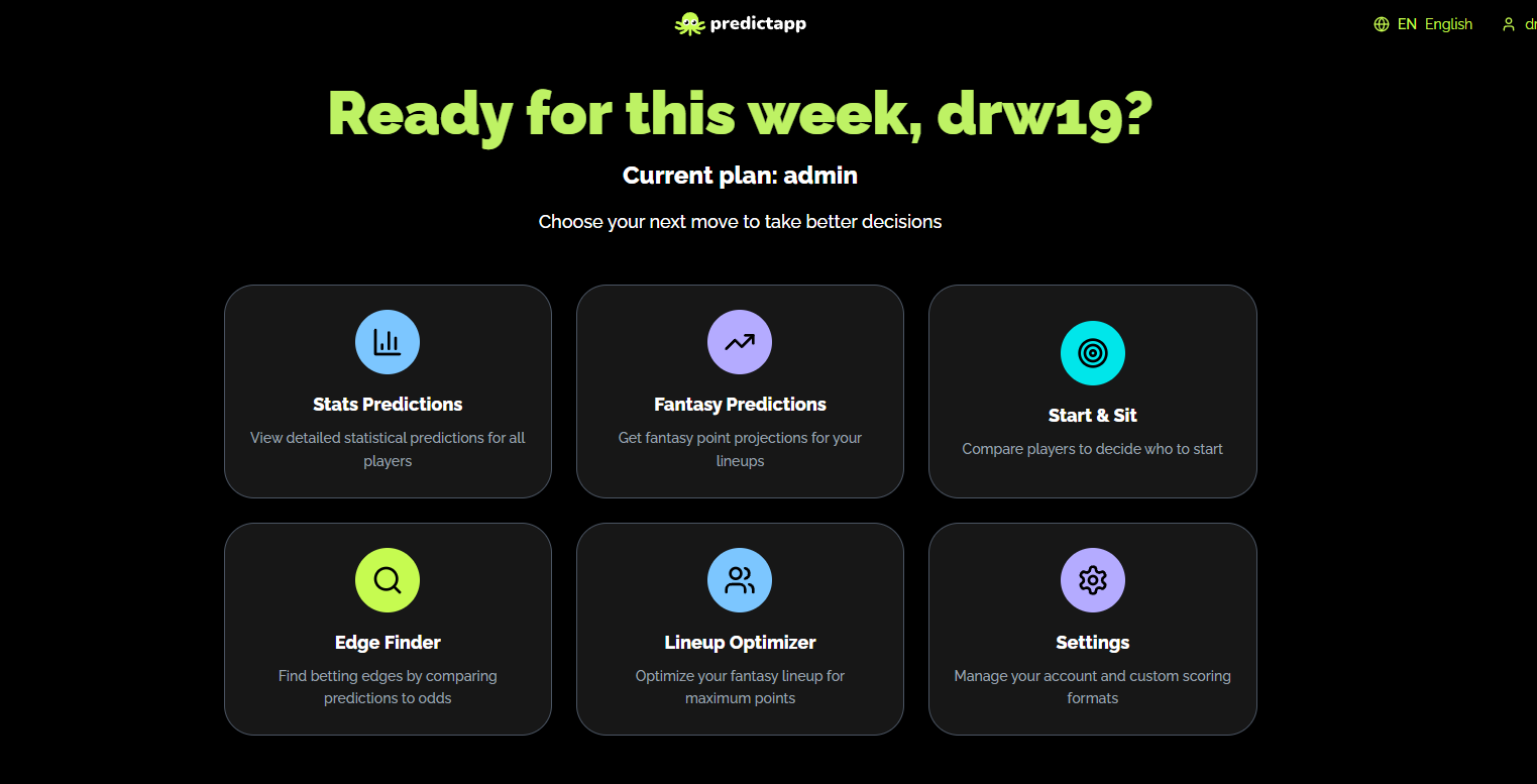 PredictApp dashboard screenshot
